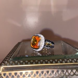 Orange Gemstone Cushion Ring